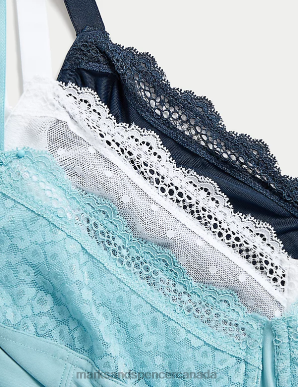 Marks and Spencer near me - Unisex Turquoise Mix Clothing Marks & Spencer 3pk Wired Full Cup Bras 20VTD4093