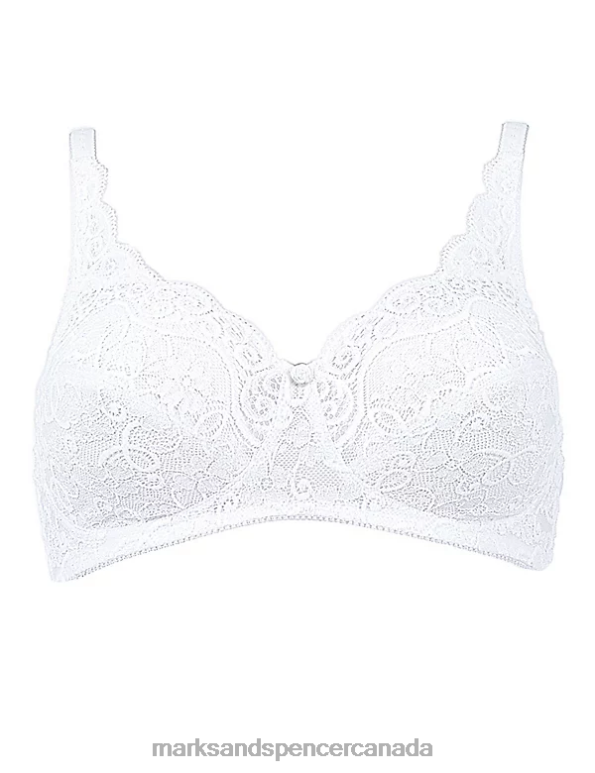 Unisex White Clothing Marks & Spencer Amourette 300 Lace Non Wired Full Cup Bra 20VTD4706 - Marks and Spencer outlet