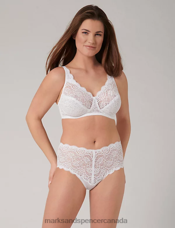 Unisex White Clothing Marks & Spencer Amourette 300 Lace Non Wired Full Cup Bra 20VTD4706 - Marks and Spencer outlet