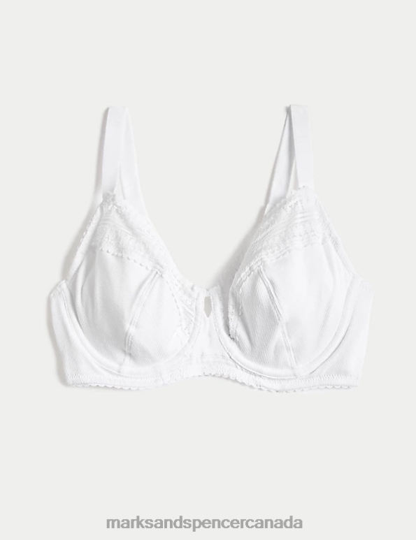 Unisex White Clothing Marks & Spencer Anise Lace Wired Balcony Bra 20VTD4656 - Marks and Spencer outlet