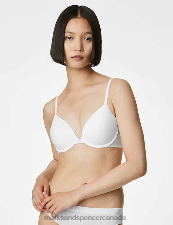 Marks and Spencer Canada - Unisex White Clothing Marks & Spencer Body Define Wired Plunge T-Shirt Bra 20VTD3682