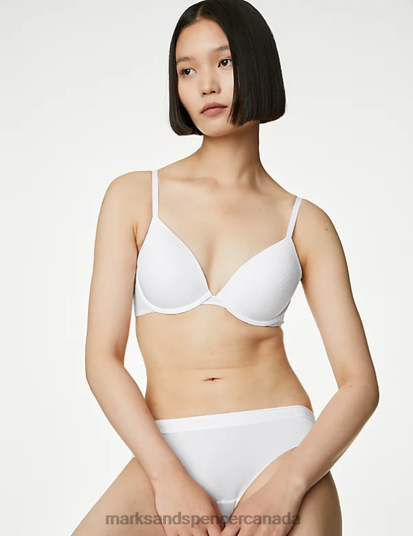Marks and Spencer Canada - Unisex White Clothing Marks & Spencer Body Define Wired Plunge T-Shirt Bra 20VTD3682