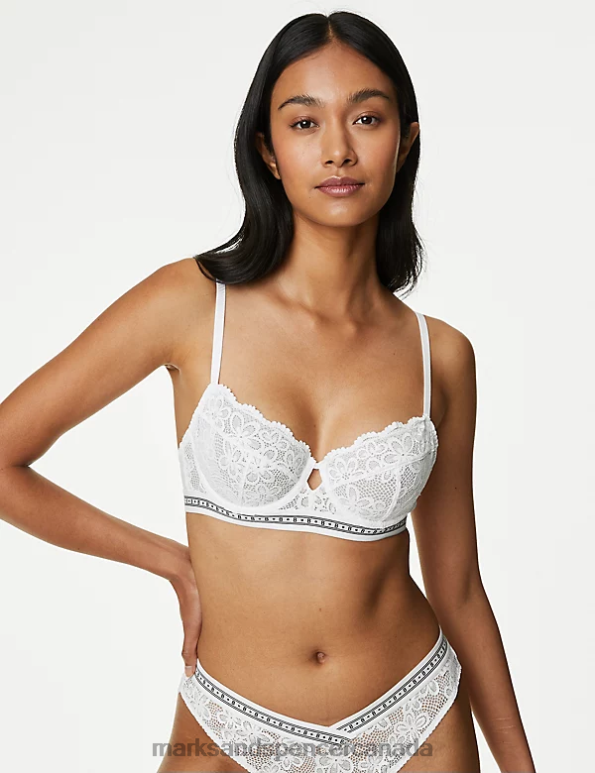 Unisex White Clothing Marks & Spencer Cleo Lace Wired Balcony Bra 20VTD4195 - Marks and Spencer Canada locations