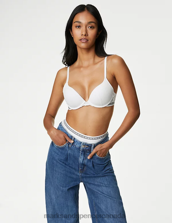 Unisex White Clothing Marks & Spencer Cleo Wired Plunge Bra 20VTD4496 - Marks and Spencer online