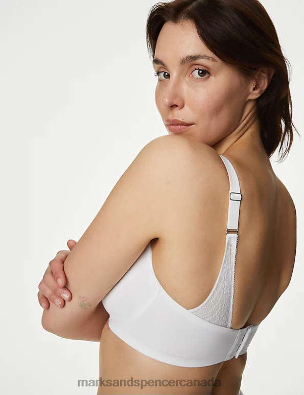 Marks and Spencer Canada - Unisex White Clothing Marks & Spencer Cool Comfort Cotton Rich Minimiser Bra 20VTD3735