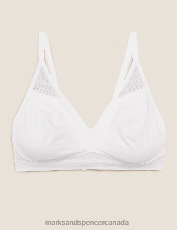 Unisex White Clothing Marks & Spencer Cool Comfort Cotton Rich Non Wired Bralette 20VTD4728 - Marks and Spencer Canada locations