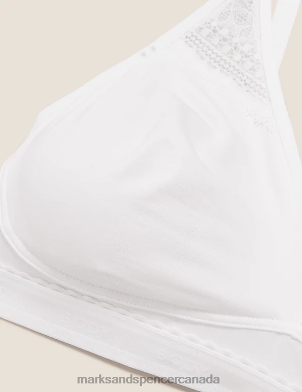 Unisex White Clothing Marks & Spencer Cool Comfort Cotton Rich Non Wired Bralette 20VTD4728 - Marks and Spencer Canada locations