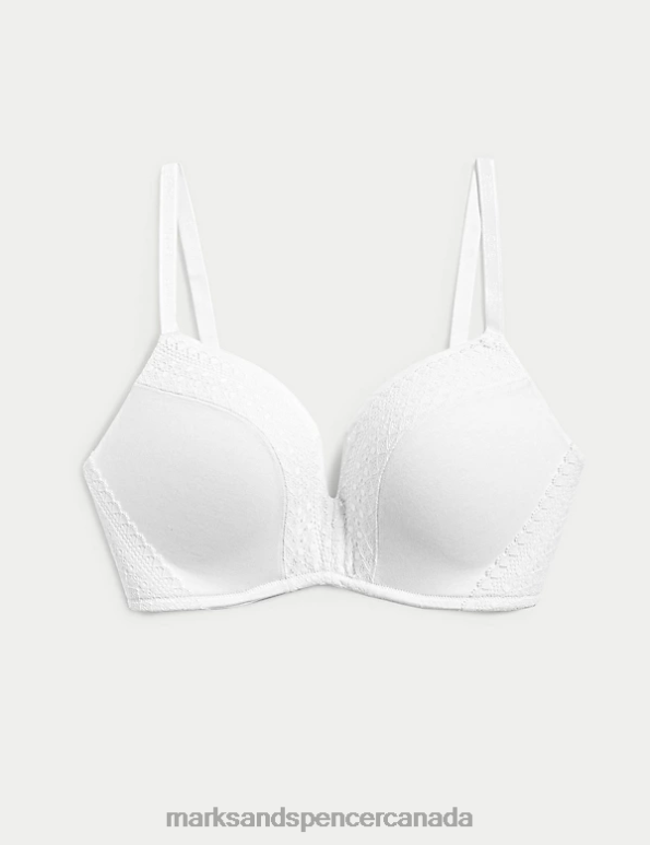 Marks and Spencer sale - Unisex White Clothing Marks & Spencer Cotton with Cool Comfort Non-Wired Push Up Bra 20VTD3727