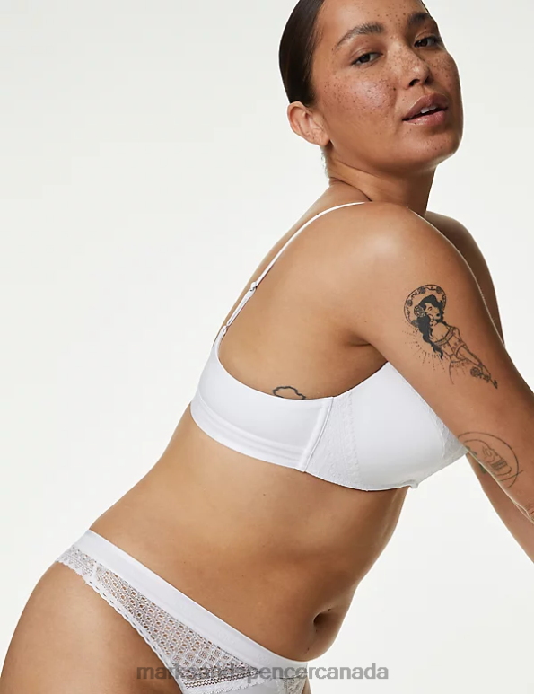 Marks and Spencer sale - Unisex White Clothing Marks & Spencer Cotton with Cool Comfort Non-Wired Push Up Bra 20VTD3727