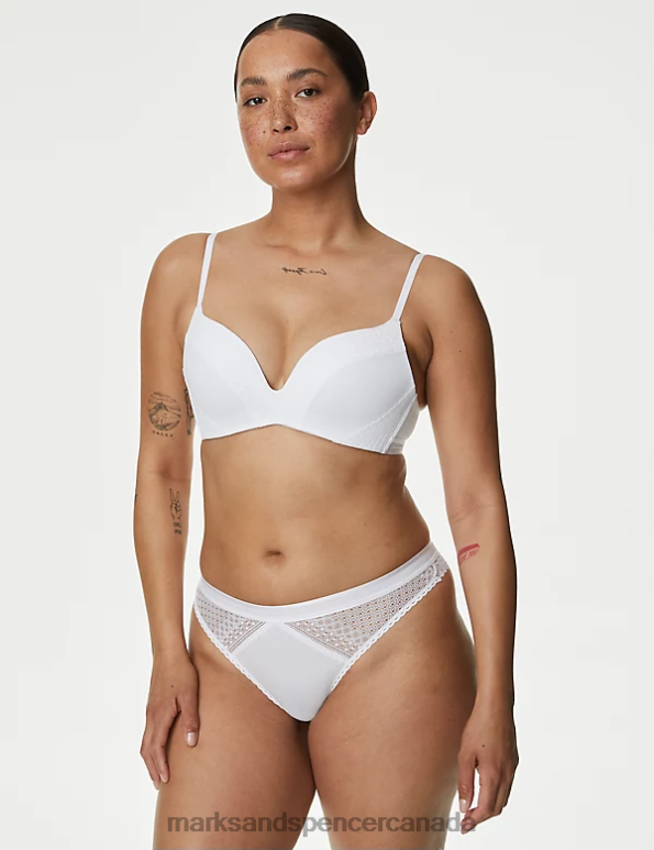 Marks and Spencer sale - Unisex White Clothing Marks & Spencer Cotton with Cool Comfort Non-Wired Push Up Bra 20VTD3727