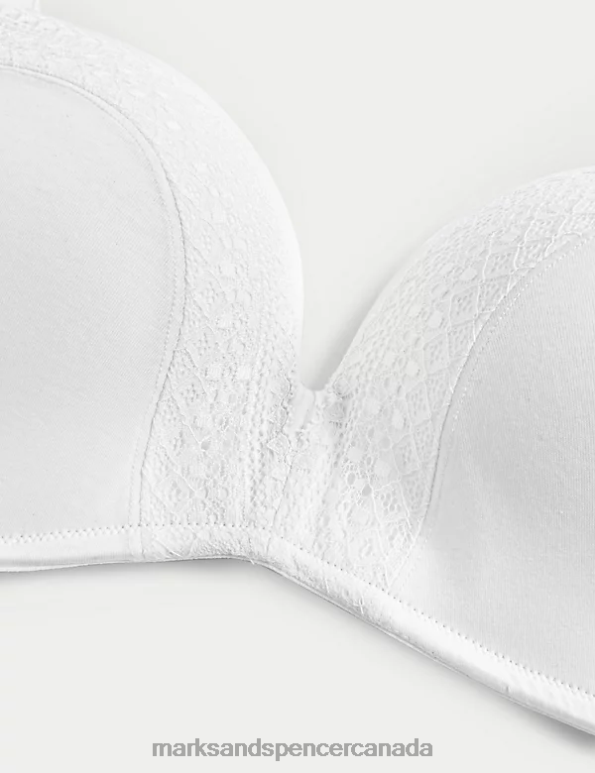Marks and Spencer sale - Unisex White Clothing Marks & Spencer Cotton with Cool Comfort Non-Wired Push Up Bra 20VTD3727
