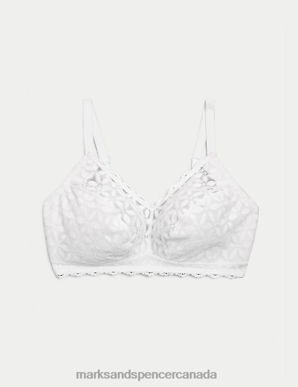 Marks and Spencer Canada - Unisex White Clothing Marks & Spencer Lace Non-Padded Bralette 20VTD4123