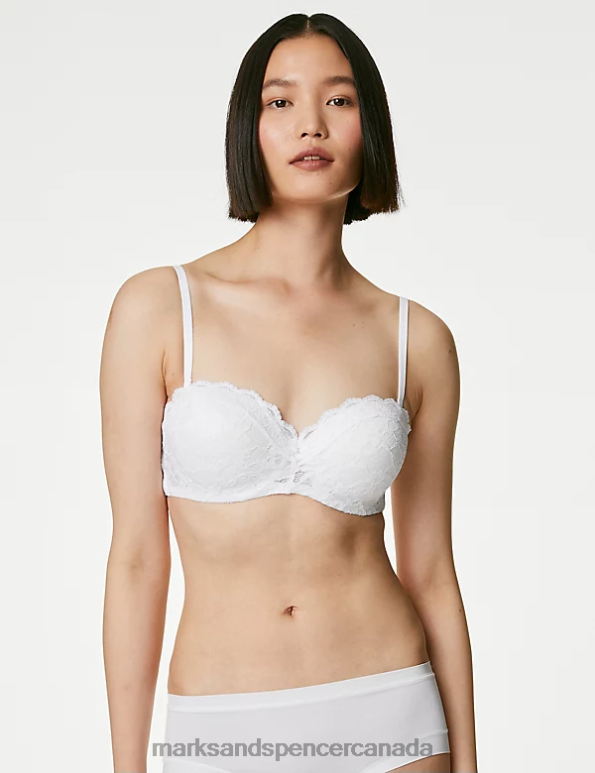 Marks and Spencer near me - Unisex White Clothing Marks & Spencer Lace Wired Bandeau Bra 20VTD4190