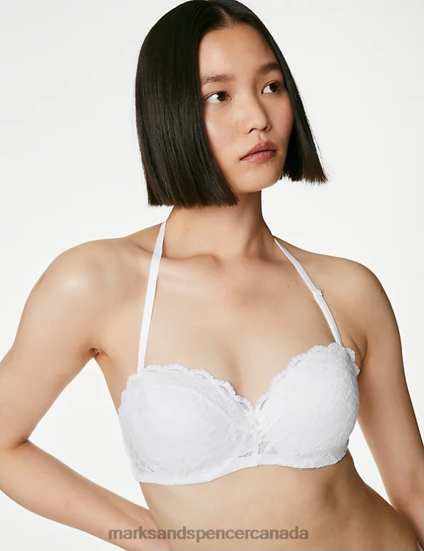 Marks and Spencer near me - Unisex White Clothing Marks & Spencer Lace Wired Bandeau Bra 20VTD4190