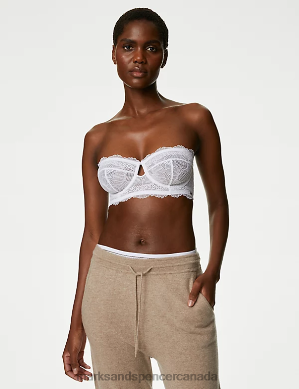 Marks and Spencer Canada - Unisex White Clothing Marks & Spencer Marseilles Lace Wired Strapless Bustier A-D 20VTD4802