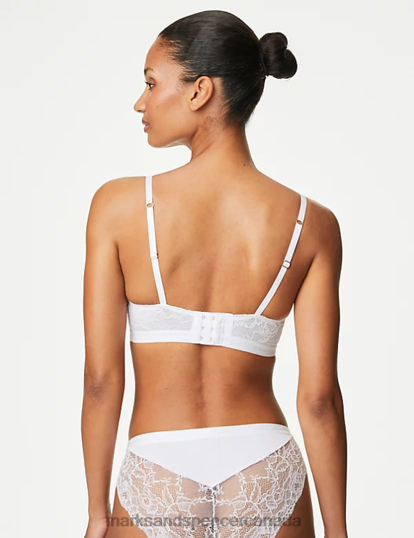 Marks and Spencer near me - Unisex White Clothing Marks & Spencer Ribbed Lounge Non-Wired Plunge Bra 20VTD4958