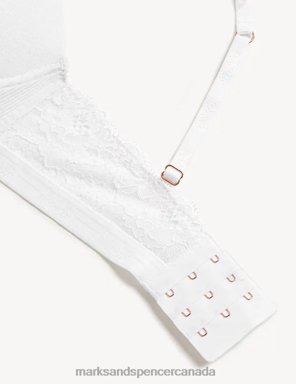 Marks and Spencer near me - Unisex White Clothing Marks & Spencer Ribbed Lounge Non-Wired Plunge Bra 20VTD4958
