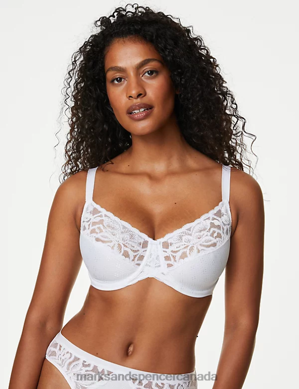 Unisex White Clothing Marks & Spencer Wild Blooms Minimiser Full Cup Bra 20VTD4028 - Marks and Spencer outlet