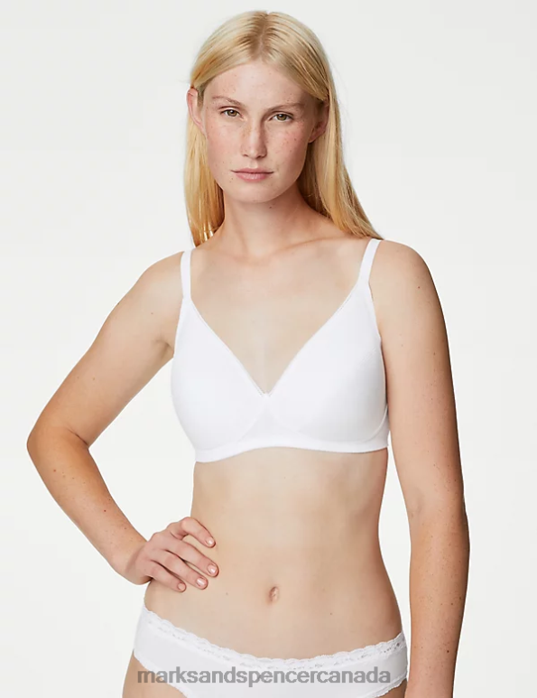 Unisex White Mix Clothing Marks & Spencer 3pk Cotton Non Wired Full Cup Bras 20VTD3681 - Marks and Spencer outlet