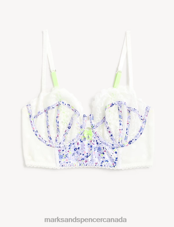 Unisex White Mix Clothing Marks & Spencer Linea Lace Printed Wired Balcony Bra 20VTD4126 - Marks and Spencer online