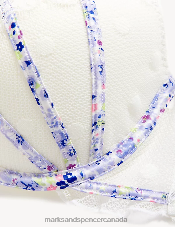 Marks and Spencer Canada - Unisex White Mix Clothing Marks & Spencer Linea Lace Wired Plunge Bra 20VTD4427