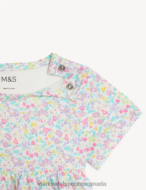 Marks and Spencer Canada - Unisex Ivory Clothing Marks & Spencer Pure Cotton Ditsy Floral Dress 20VTD7725