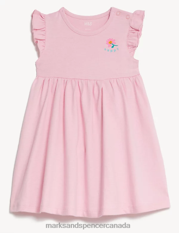 Unisex Light Pink Clothing Marks & Spencer Pure Cotton Frill Dress 20VTD7697 - Marks and Spencer Canada locations