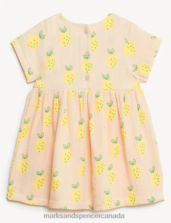 Unisex Peach Clothing Marks & Spencer Pure Cotton Lemon Dress 20VTD7720 - Marks and Spencer outlet