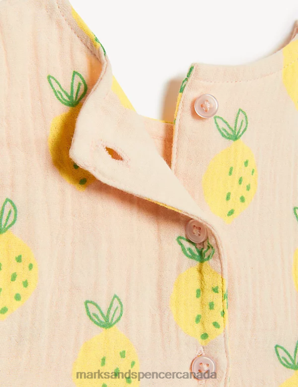 Unisex Peach Clothing Marks & Spencer Pure Cotton Lemon Dress 20VTD7720 - Marks and Spencer outlet