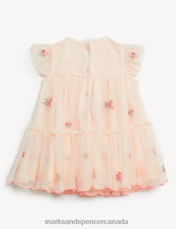 Marks and Spencer near me - Unisex Pink Clothing Marks & Spencer Tulle Floral Embroidered Dress 20VTD7635