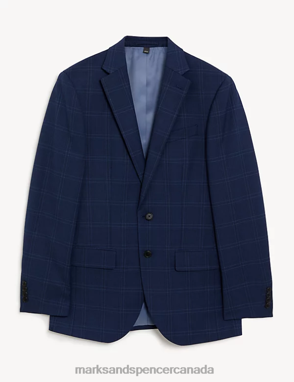 Unisex Blue Clothing Marks & Spencer Slim Fit Check Suit Jacket 20VTD5855 - Marks and Spencer Canada locations