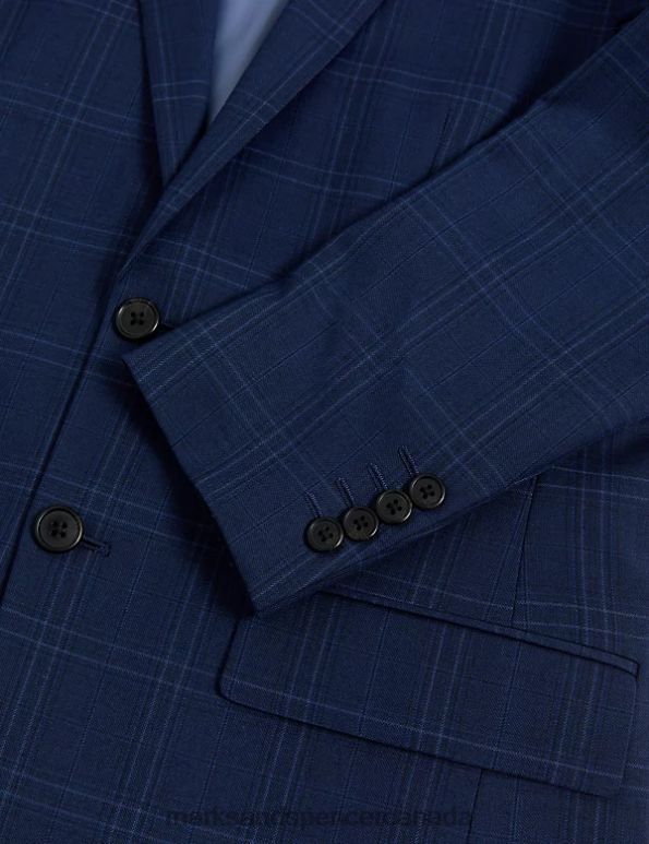 Unisex Blue Clothing Marks & Spencer Slim Fit Check Suit Jacket 20VTD5855 - Marks and Spencer Canada locations