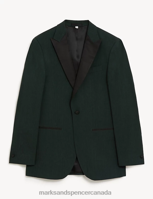 Unisex Dark Green Clothing Marks & Spencer Tailored Fit Italian Linen Miracle Tuxedo Jacket 20VTD5417 - Marks and Spencer outlet