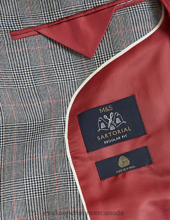 Unisex Grey Mix Clothing Marks & Spencer Regular Fit Pure Wool Check Suit Jacket 20VTD6634 - Marks and Spencer online