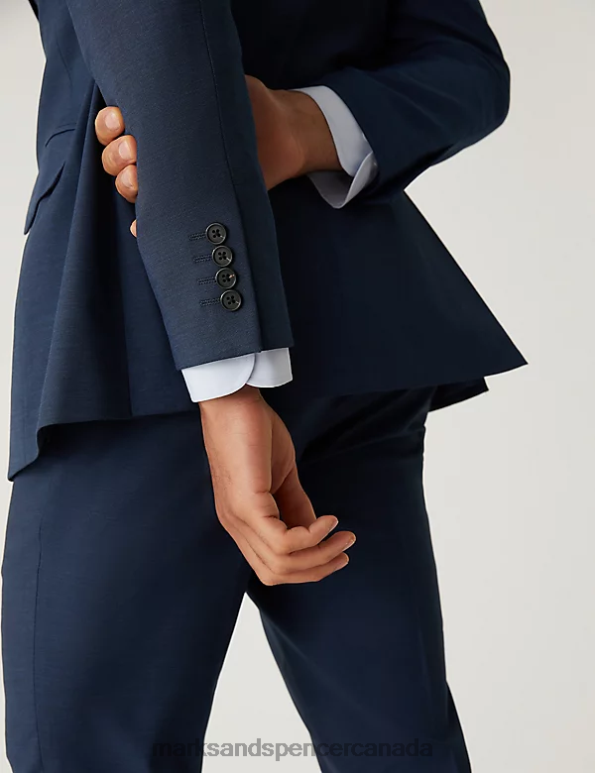 Unisex Indigo Clothing Marks & Spencer Slim Fit Sharkskin Suit Jacket with Stretch 20VTD5801 - Marks and Spencer online