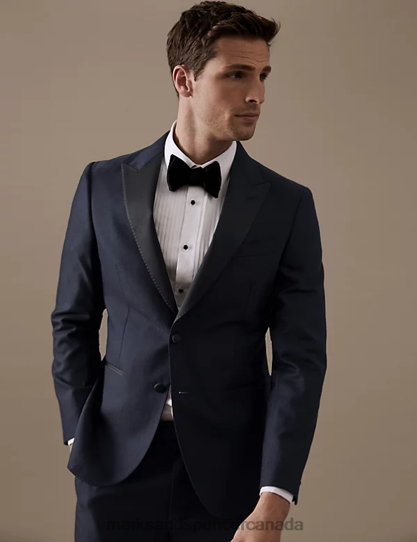 Unisex Navy Clothing Marks & Spencer Tailored Fit Pure Wool Tuxedo Jacket 20VTD6736 - Marks and Spencer Canada locations