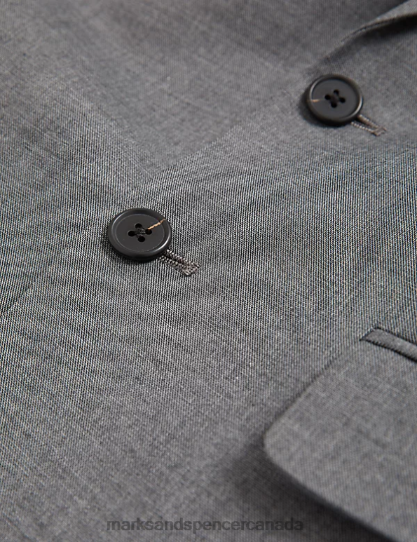 Marks and Spencer near me - Unisex Silver Grey Clothing Marks & Spencer Slim Fit Sharkskin Suit Jacket with Stretch 20VTD6171