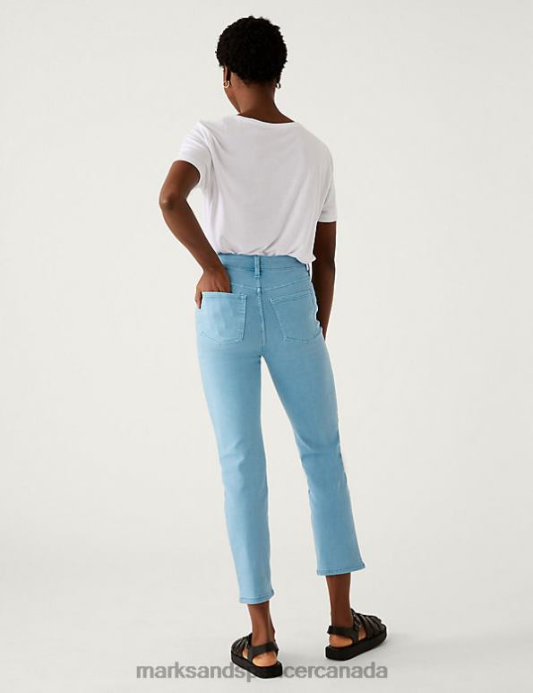 Unisex Bright Turquoise Clothing Marks & Spencer Harper Straight Leg Ankle Grazer Jeans 20VTD3276 - Marks and Spencer outlet