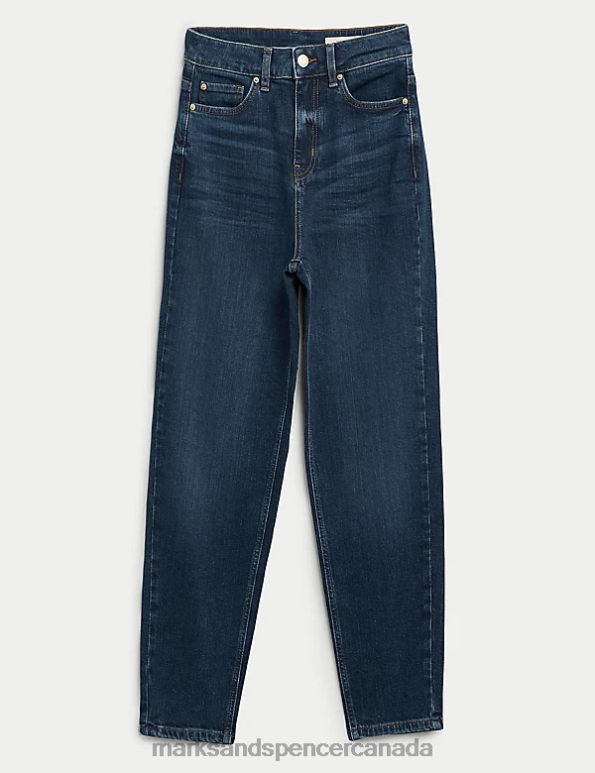 Marks and Spencer near me - Unisex Dark Indigo Mix Clothing Marks & Spencer The Mom Jeans 20VTD3391
