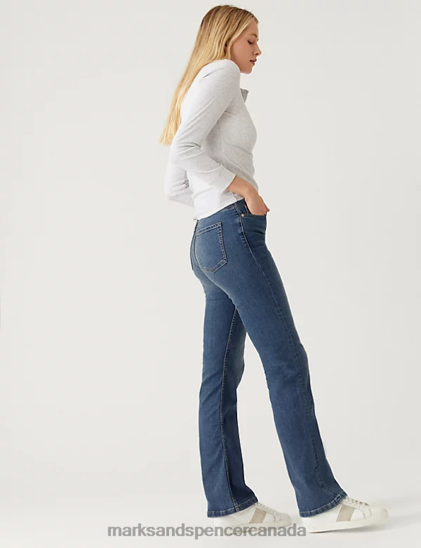 Unisex Medium Indigo Clothing Marks & Spencer Eva Bootcut Jeans 20VTD863 - Marks and Spencer Canada locations