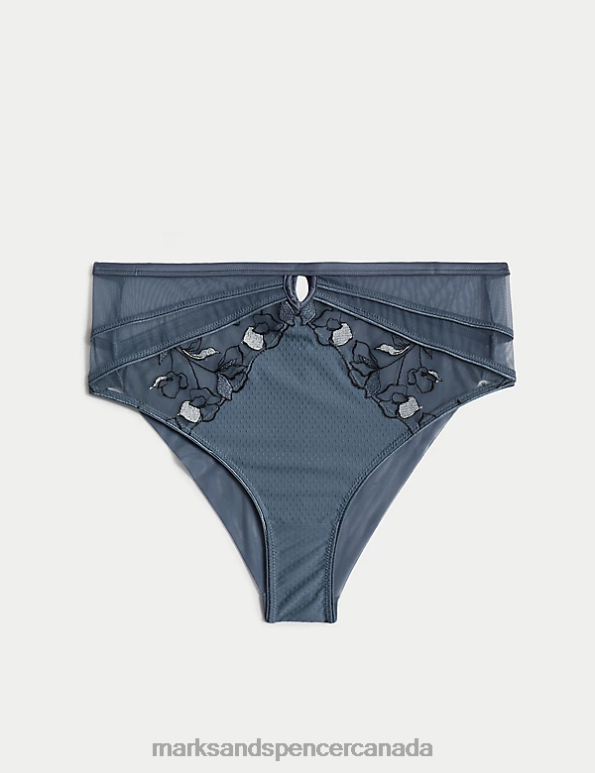 Marks and Spencer Canada - Unisex Air Force Blue Clothing Marks & Spencer Iris High Waisted Brazilian Knickers 20VTD3724