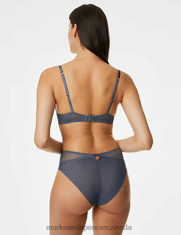 Marks and Spencer Canada - Unisex Air Force Blue Clothing Marks & Spencer Iris High Waisted Brazilian Knickers 20VTD3724