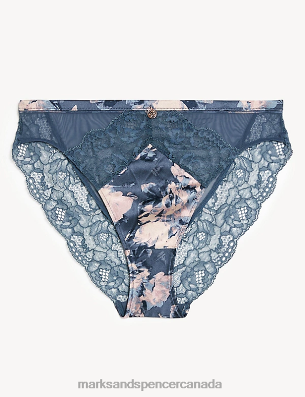 Marks and Spencer near me - Unisex Air Force Blue Clothing Marks & Spencer Lunaria Silk High Leg Knickers 20VTD4356