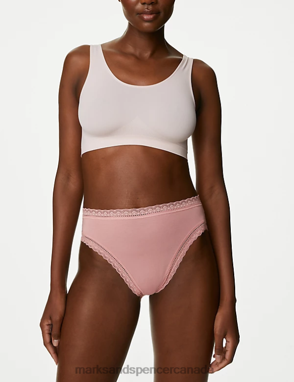 Marks and Spencer Canada - Unisex Antique Rose Clothing Marks & Spencer 4pk Modal & Lace High Waisted High Leg Knickers 20VTD4400