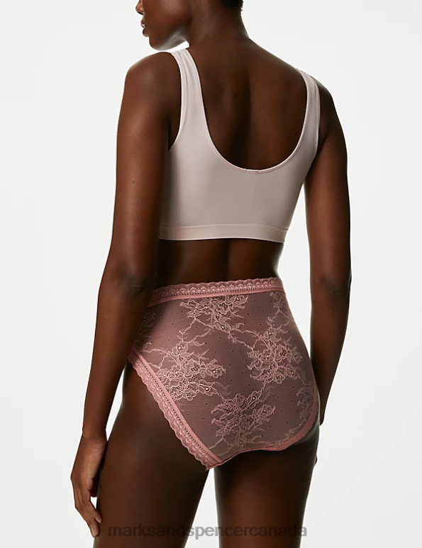 Marks and Spencer Canada - Unisex Antique Rose Clothing Marks & Spencer 4pk Modal & Lace High Waisted High Leg Knickers 20VTD4400