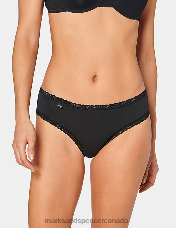 Marks and Spencer near me - Unisex Black Clothing Marks & Spencer 3pk 24/7 Weekend Low Rise Knickers 20VTD4274