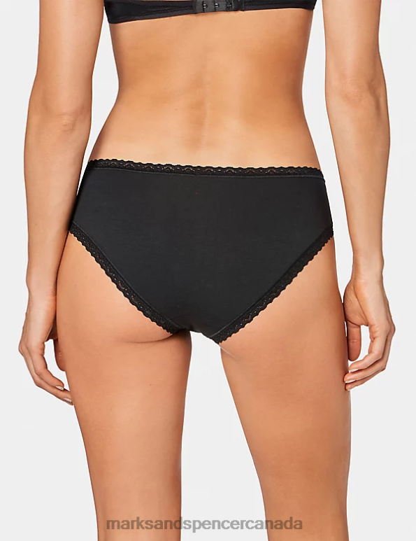 Marks and Spencer near me - Unisex Black Clothing Marks & Spencer 3pk 24/7 Weekend Low Rise Knickers 20VTD4274