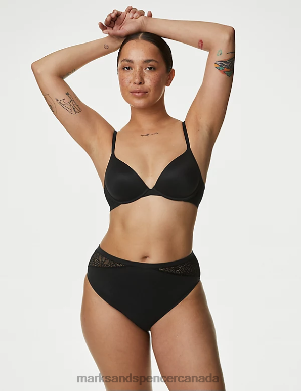 Unisex Black Clothing Marks & Spencer 3pk Body Soft High Waisted Brazilian Knickers 20VTD4433 - Marks and Spencer outlet