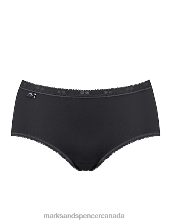 Unisex Black Clothing Marks & Spencer 3pk Cotton Rich High Waisted Midi Knickers 20VTD4179 - Marks and Spencer outlet