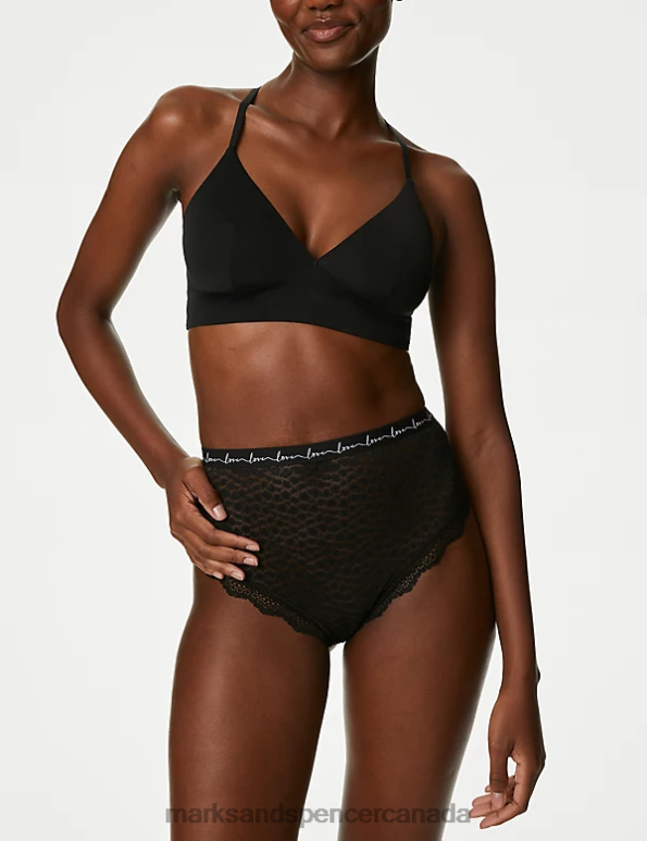 Marks and Spencer sale - Unisex Black Clothing Marks & Spencer 3pk Lace & Mesh High Waisted Brazilian Knickers 20VTD4677